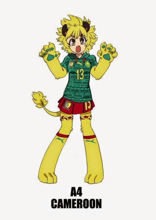 Anime Maskot Tim Tim Di Piala dunia 2014 Brazil .