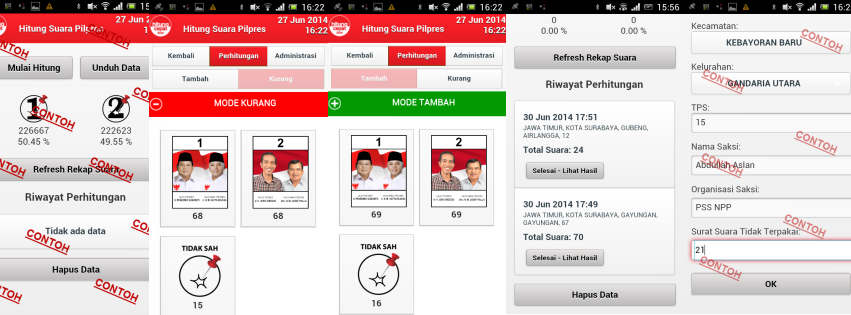 &#91;Aplikasi Android&#93;Hitung Cepat 2014, aplikasi reporting hasil Pilpres 2014