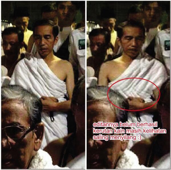 (Awas Fitnah) Pakar Telematika : Foto Baju Ihram Jokowi Terbalik 100% Hasil Photosop