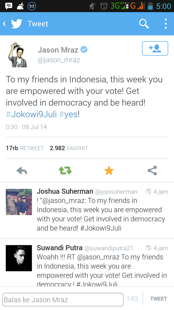 jason mraz dukung jokowi gan, bukan kampanye cuma sekedar info