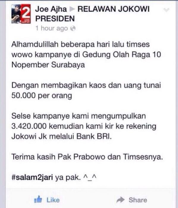 &#91;Kasian Timses Wowo&#93; Bagi2 uangnya salah sasaran