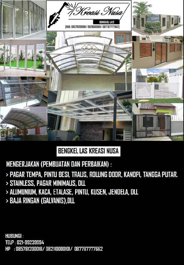 Tukang Las Besi, Stainless steel, Alumunium dan kaca.