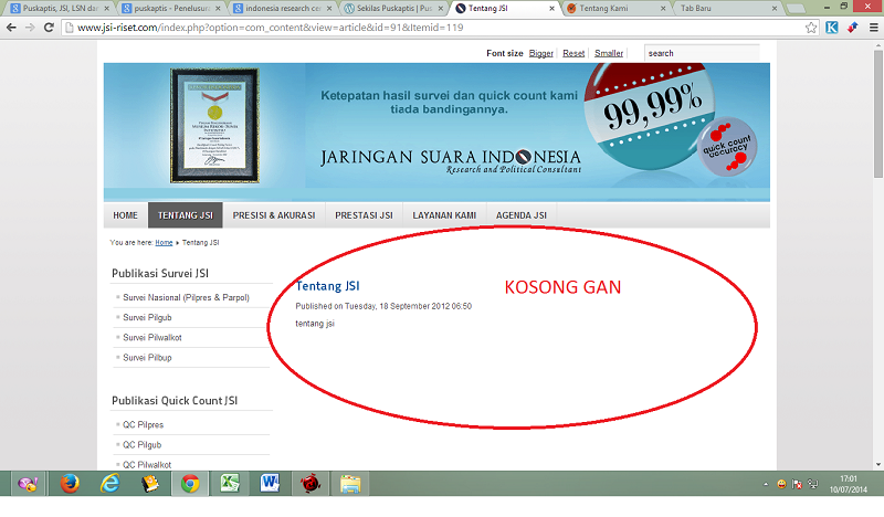 Sekilas Tentang Lembaga Survei Puskaptis, JSI, LSN dan IRC