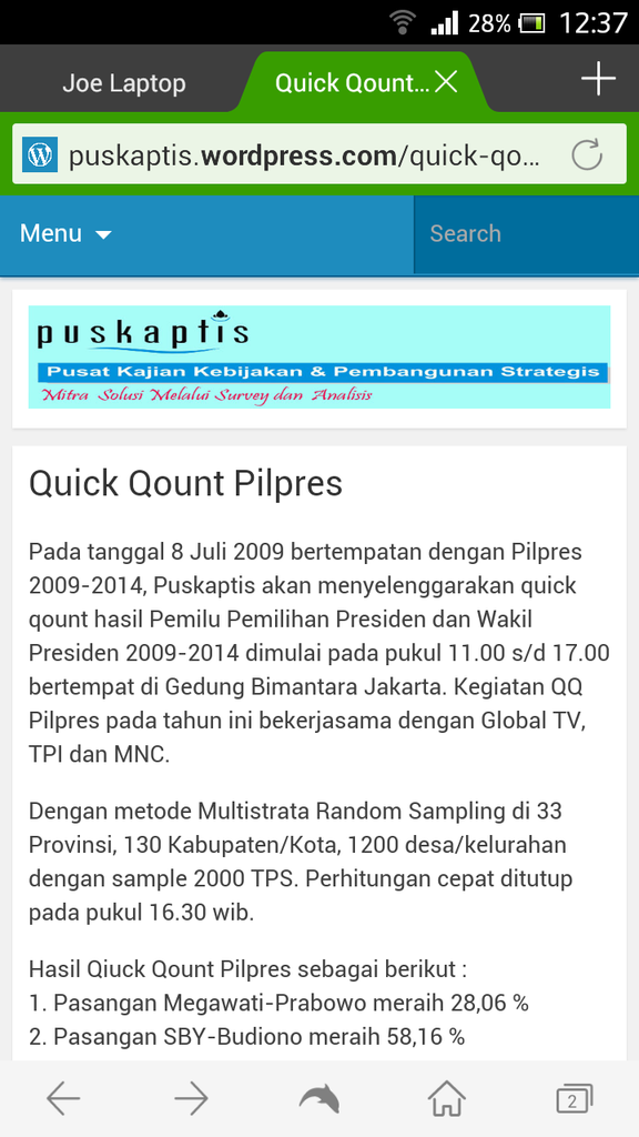 Lembaga Survey Puskaptis bukan melakukan &quot;quick count&quot;