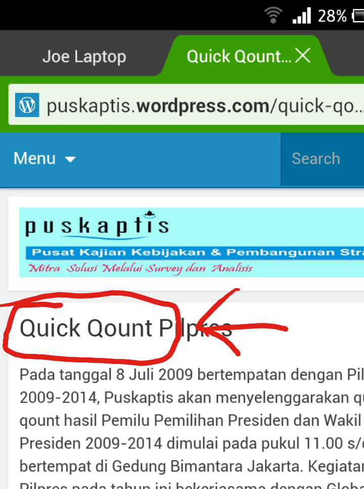 Lembaga Survey Puskaptis bukan melakukan &quot;quick count&quot;