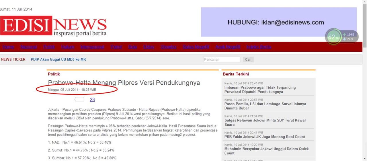 &#91;TAK TAU MALU&#93; DATA POLLING TGL 5 JULI DISULAP JADI HASIL REAL COUNT 9 JULI