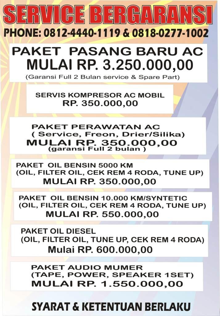 Tune Up, Service AC, Kaki-kaki Mobil Purwokerto