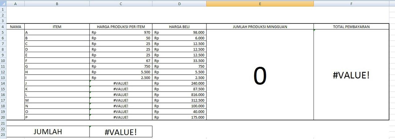 minta tolong rumus excell