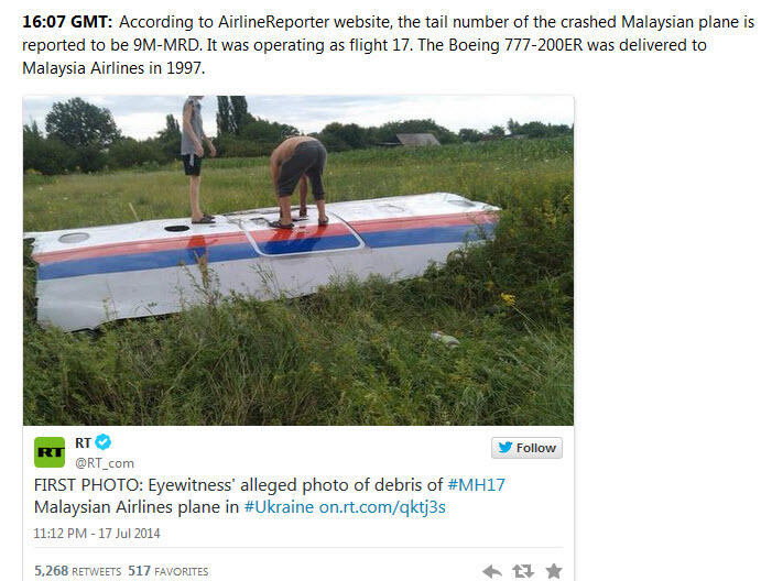 Pesawat Malaysia Airlines Boeing 777 MH17 Dikabarkan Jatuh di Ukraina gan