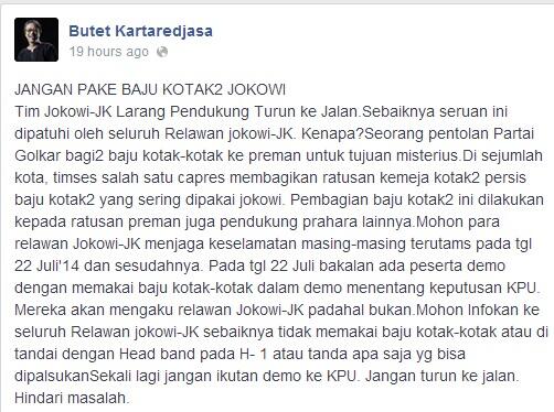 Himbauan bagi pendukungCapres No1 &amp; 2
