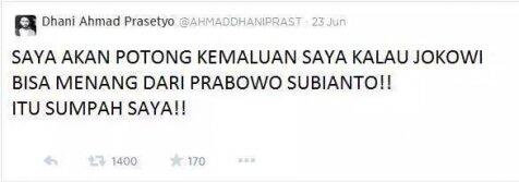 Ahmad Dhani: Saya akan potong kemaluan jika Jokowi menang