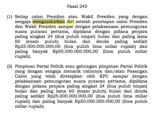 &#91;Seharusnya didenda&#93; Yang Mundur dari Pilplres saat perhitungan suara
