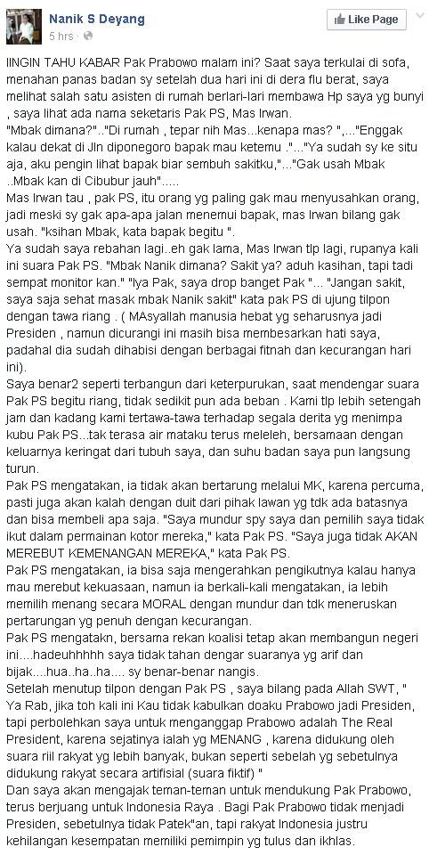 Status NanikSDeyang - buat yang mau tau kabar mister PS