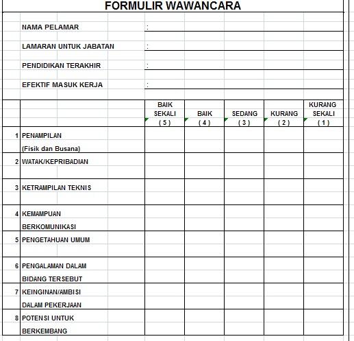 Jual Contoh Formulir-formulir yang dibutuhkan HRD 