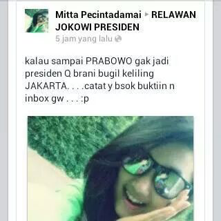 Wanita Ini
Janji Bugil Jika Prabowo Gagal Jadi Presiden