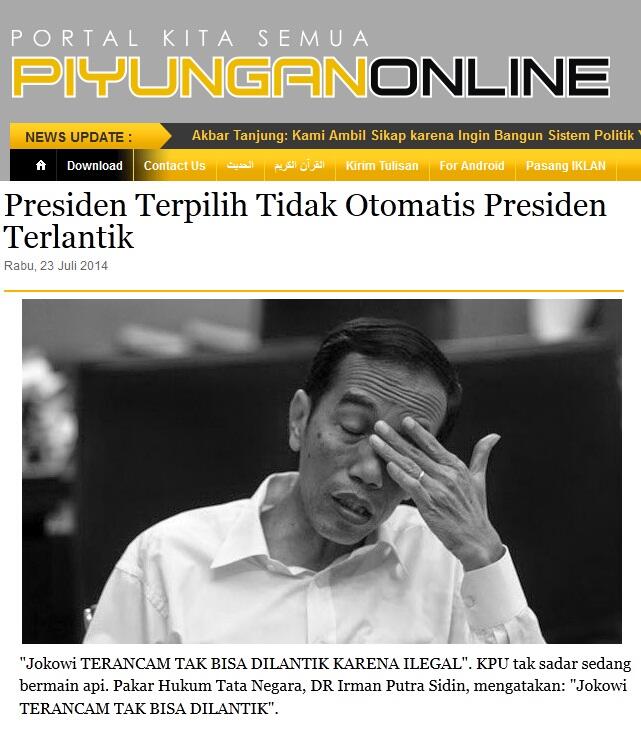 Jangan Senang2 Dulu, Ternyata Presiden Terpilih Tidak Otomatis Presiden Terlantik