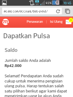 Mcent bagikan pulsa gratis tinggal unduh yg punya android