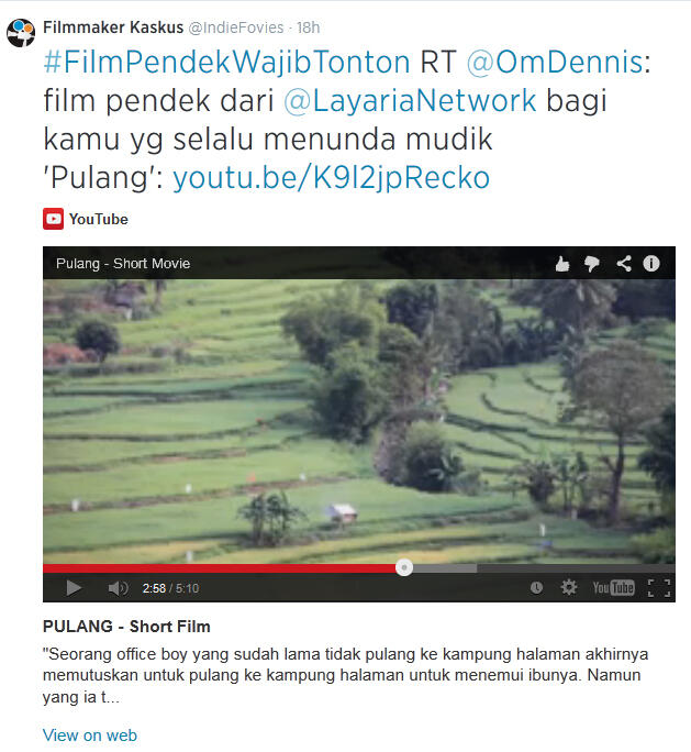 Yang gak mudik atau belum ada niat mudik WAJIB nonton Film Pendek ini gan