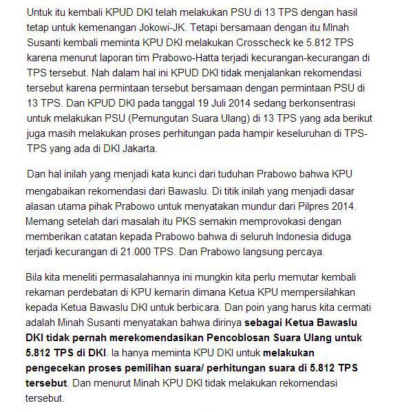Catat, Bawaslu Tidak Pernah Merekomendasikan PSU di 5.812 TPS DKI