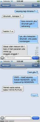 Inilah jika typo sms ke pacar , Masuk gan &#91;Ngakak&#93;