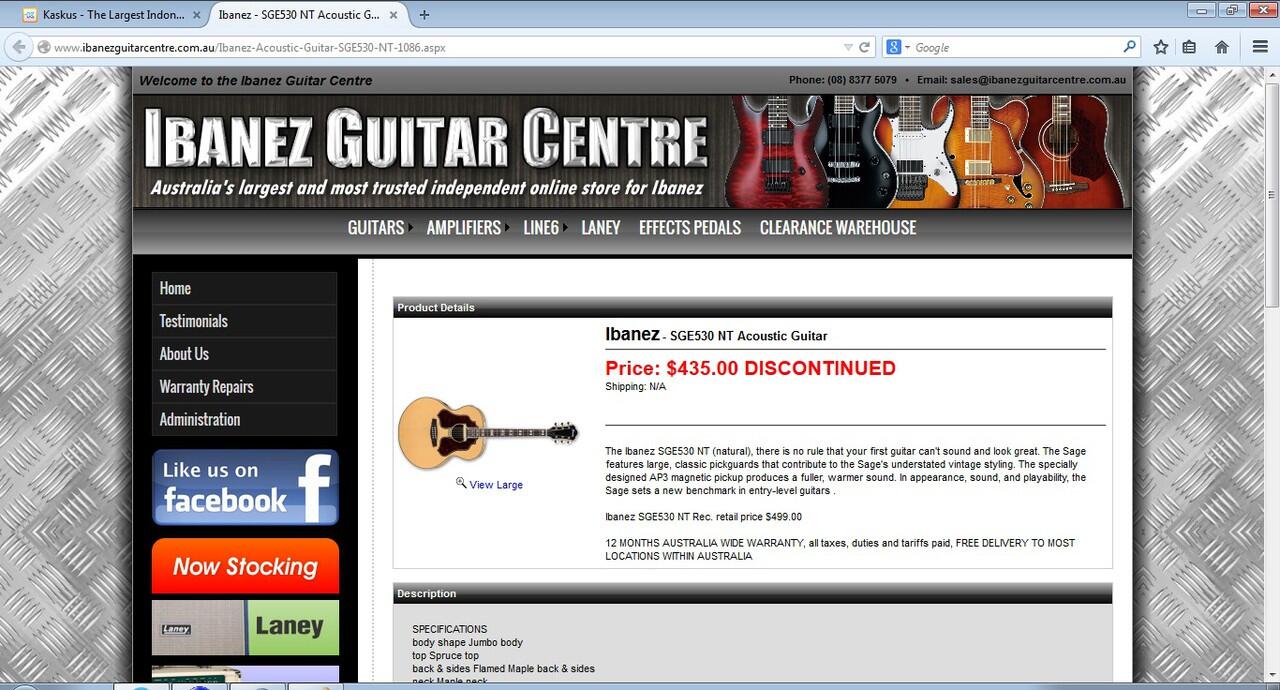 WTS IBANEZ SGE 530 NT ACOUSTIC GUITAR