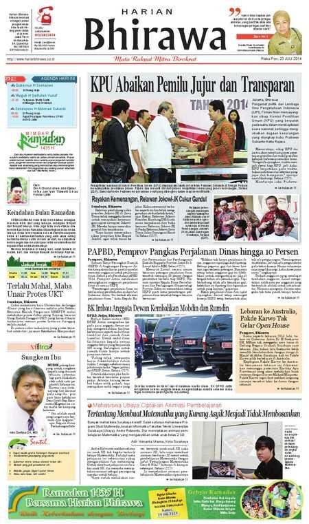 Halaman depan koran-koran setelah pengumuman resmi dari KPU