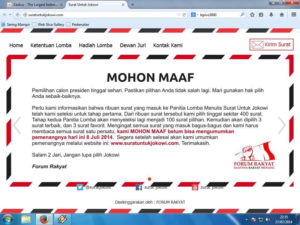 Surat Untuk Jokowi, gak jelas kelanjutanya
