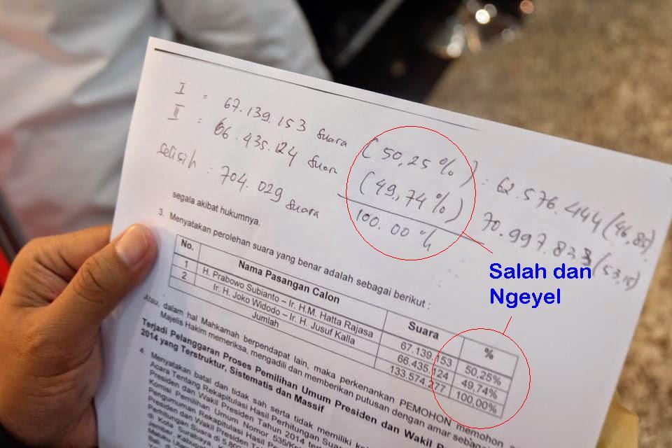 Berikut ini dokumen permohonan perselisihan yang diajukan Prabowo-Hatta ke MK
