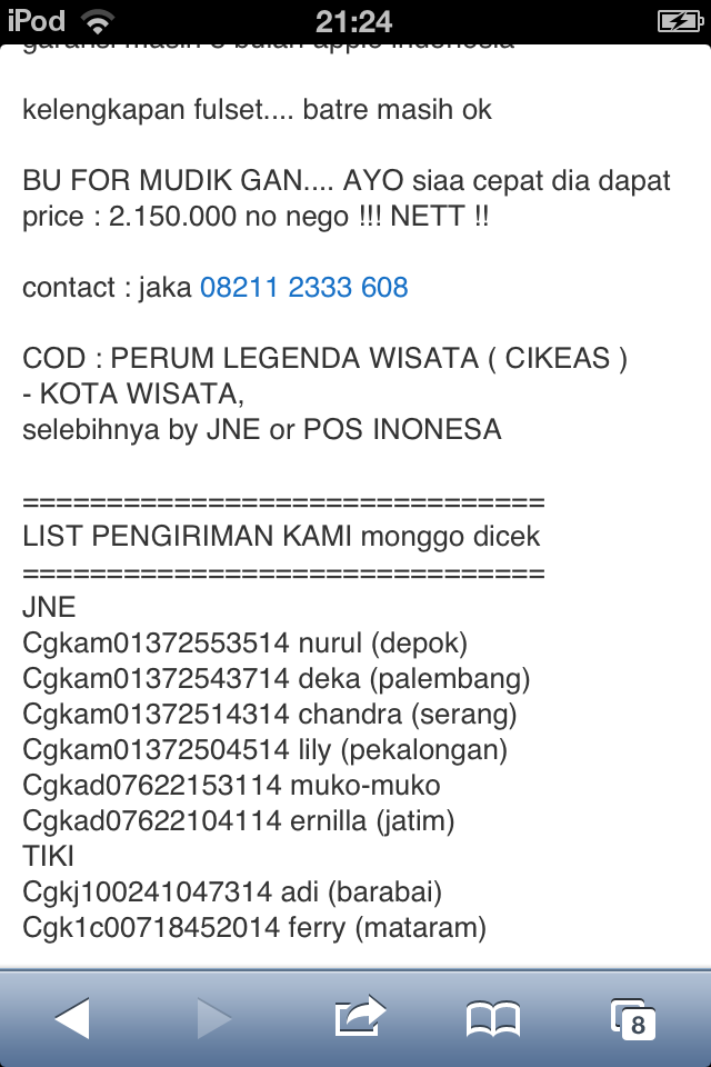 Penipuan di olx id: juragan-online nama syafiuddin HLH BCA 4121468365 punya id kaskus