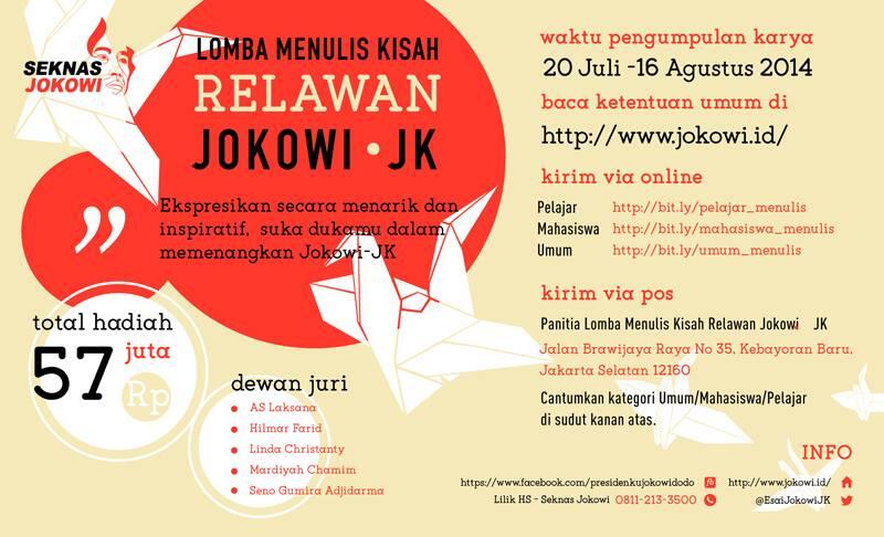 LOMBA Menulis Kisah Inspiratif Relawan Jokowi-JK!! TOTAL 57 juta gan!!