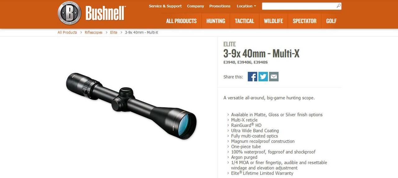Dijual Riflescope Bushnell ELITE E3940 Original Japan