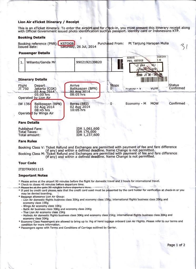 issue mengenai kebijakan connecting flight Lion air