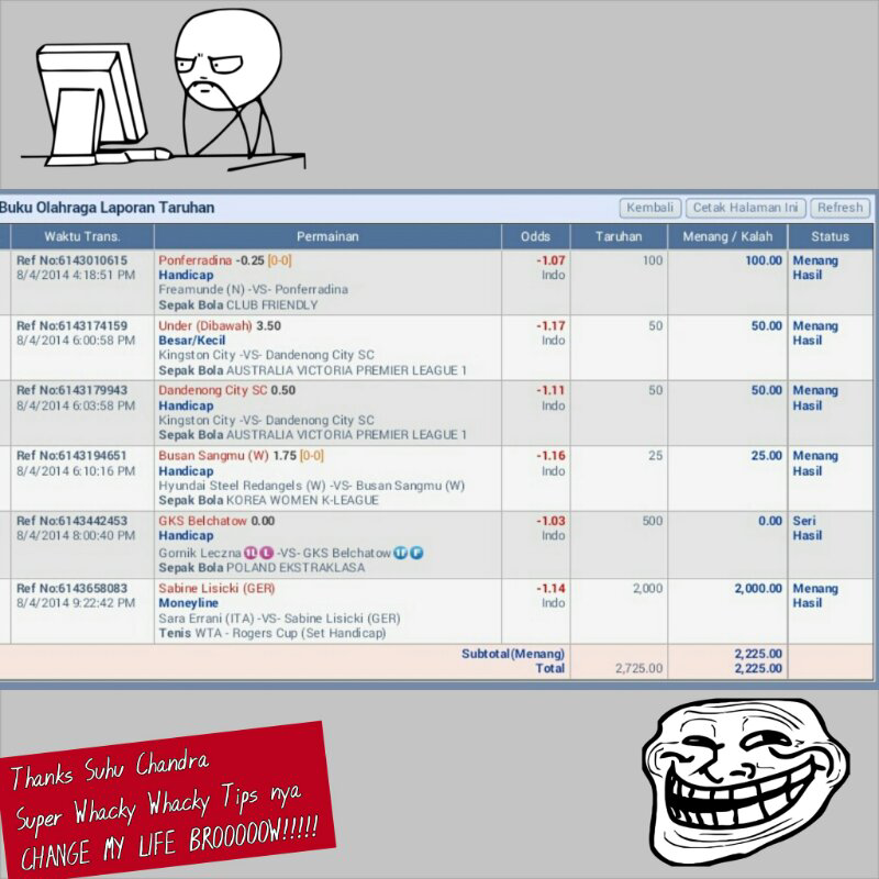 TIPS BETTING GRATIS, NYESAL GAK MASUK!