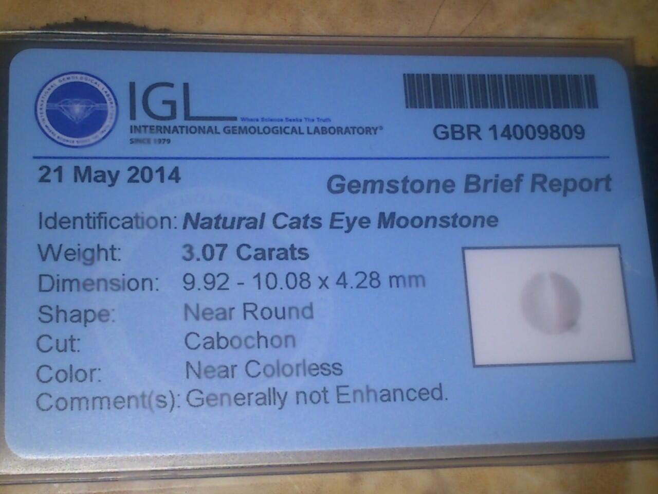 NATURAL CAT EYE MONNSTONE/BIDURI BULAN CAT EYE + MEMO IGL