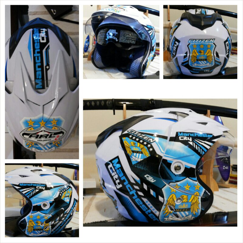 jual helm manchester city dual visor