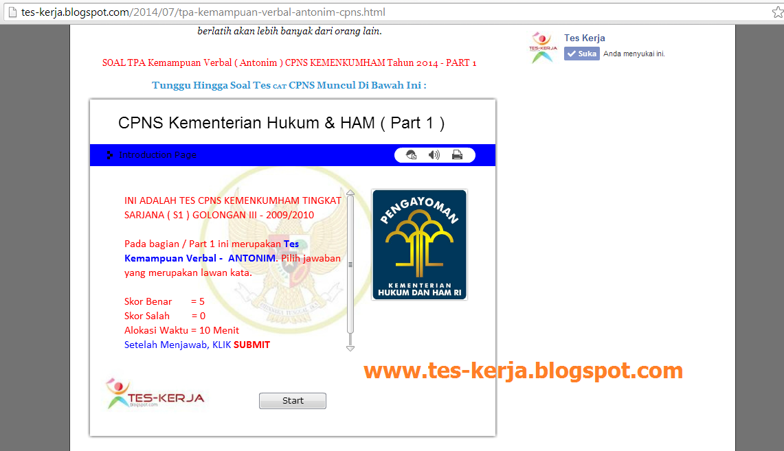 Mau tes Kerja ? Kunjungi dulu situs www.teskerja.com