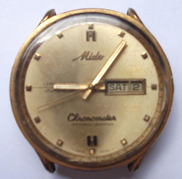 Terjual Jam tangan antik merk MIDO Chronometer lapis emas 