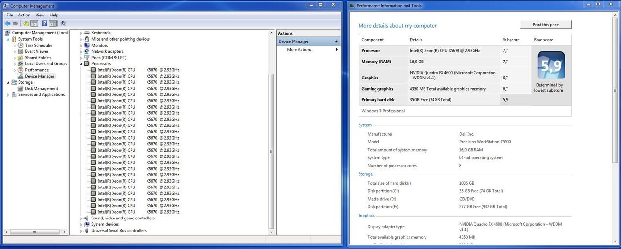 PC Workstation Dell Precision 12 Core X5670 || 16GB || QUADRO FX 4600 || 1TB ||