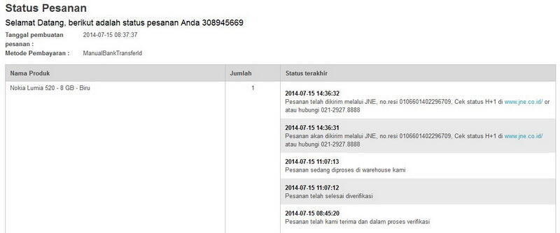 Order Pesanan Lazada.co.id Yang Tak Kunjung Datang