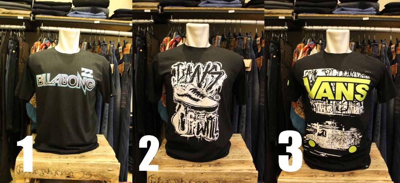 grosir kaos surfing dan skateboard vans volcom quicksilver hurley macbeth billabong