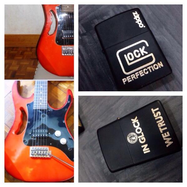 Jual zippo black glock custom dan gitar listrik