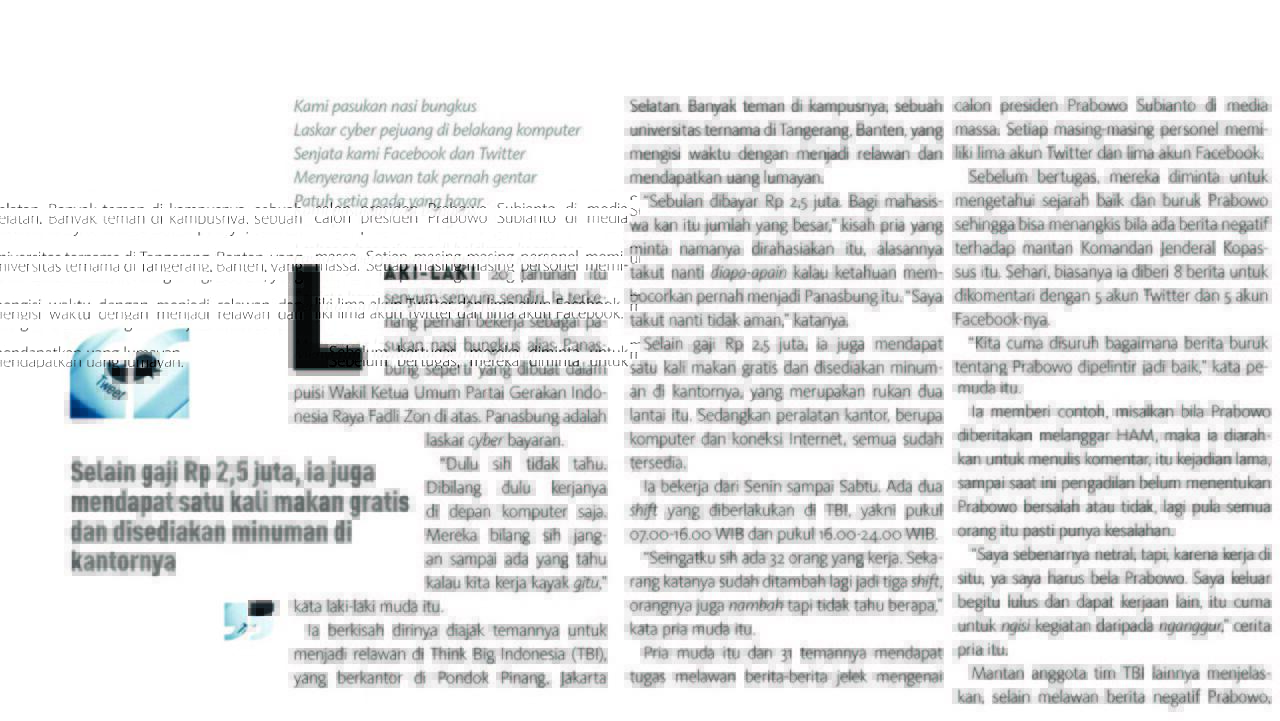 PENGAKUAN MANTAN PASUKAN NASI BUNGKUS (TERSTRUKTUR, SISTEMATIS, MASIF)