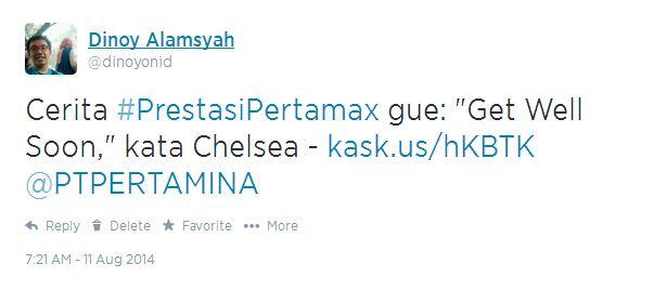 &#91;Prestasi Pertamax&#93; &quot;Get Well Soon,&quot; kata Chelsea