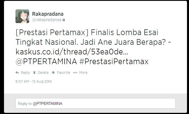 &#91;Prestasi Pertamax&#93; Finalis Lomba Esai Tingkat Nasional. Jadi Ane Juara Berapa?