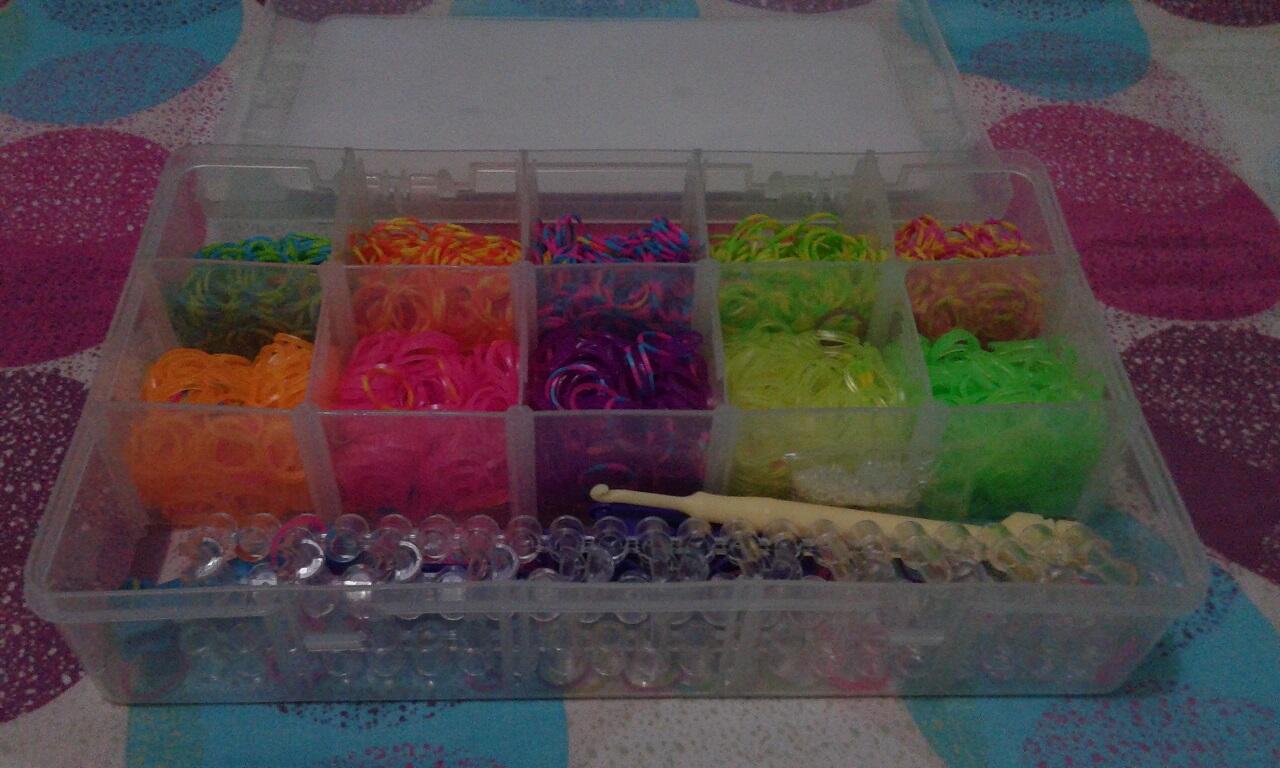 Rainbow loom, loom bands, metal hook, starter kit, box sedang besar lengkap semuanya