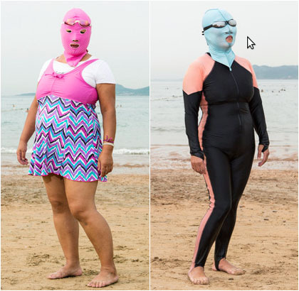 Jadi Tren, Ini Para Wanita yang Pakai Masker Facekini Saat ke Pantai