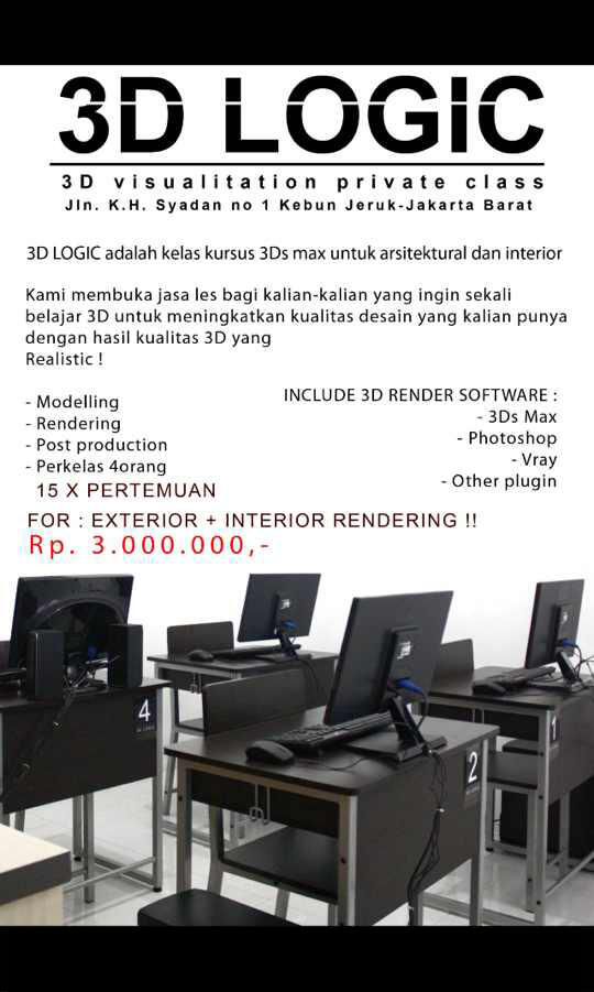 Jasa Les untuk Mahir 3D dan bisa Rendering Real