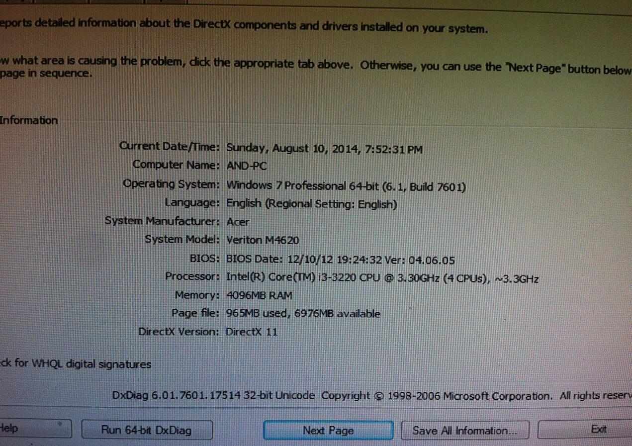 PC Accer Build up M4620 i3