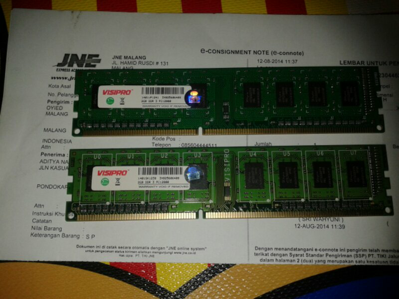 RAM DUAL CHANEL VISIPRO 2X2GB PC12800/1600MHZ