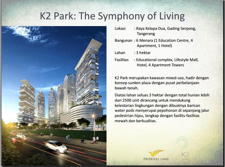 Dijual murah APARTEMEN K2 PARK di serpong